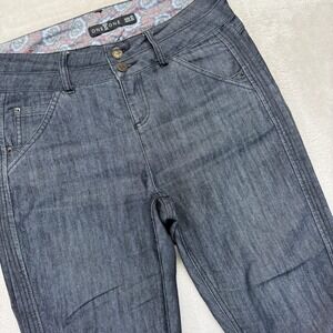 ONE 5‎ ONE Pants Women's 10 Cropped Capri Dark Rinse Denim Cuffed Hem Trouser